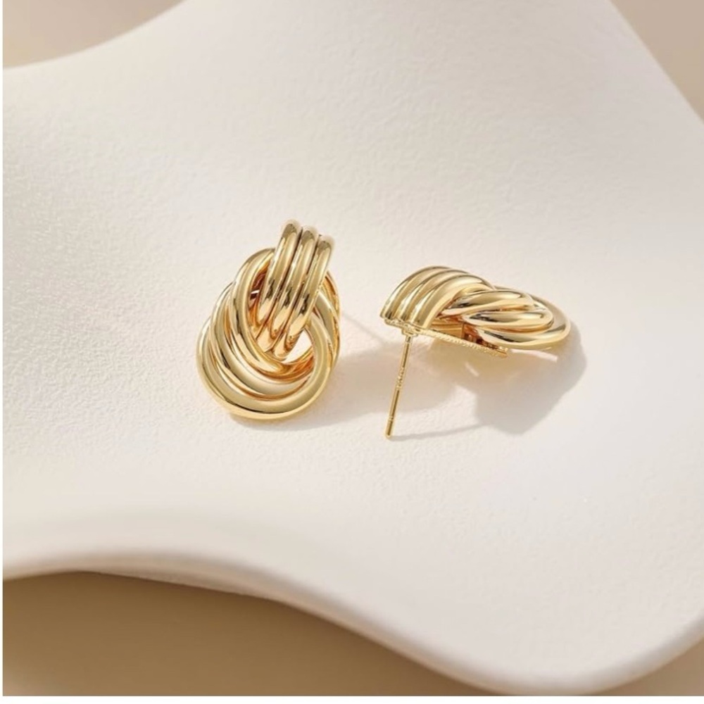 Amazon Chunky Gold Knot Statement Earrings